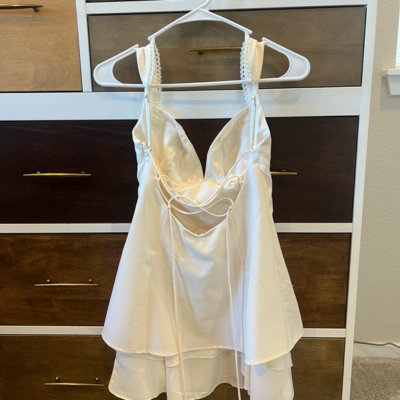 Oh Polly Cassandra Cream Ivory Mini Dress Button-Details - Picture 10 of 11